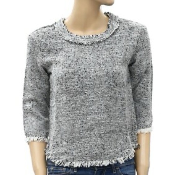 IRO NWOT Bardy Tweed Boucle Knitted Sweater in Black and White - Picture 1 of 6